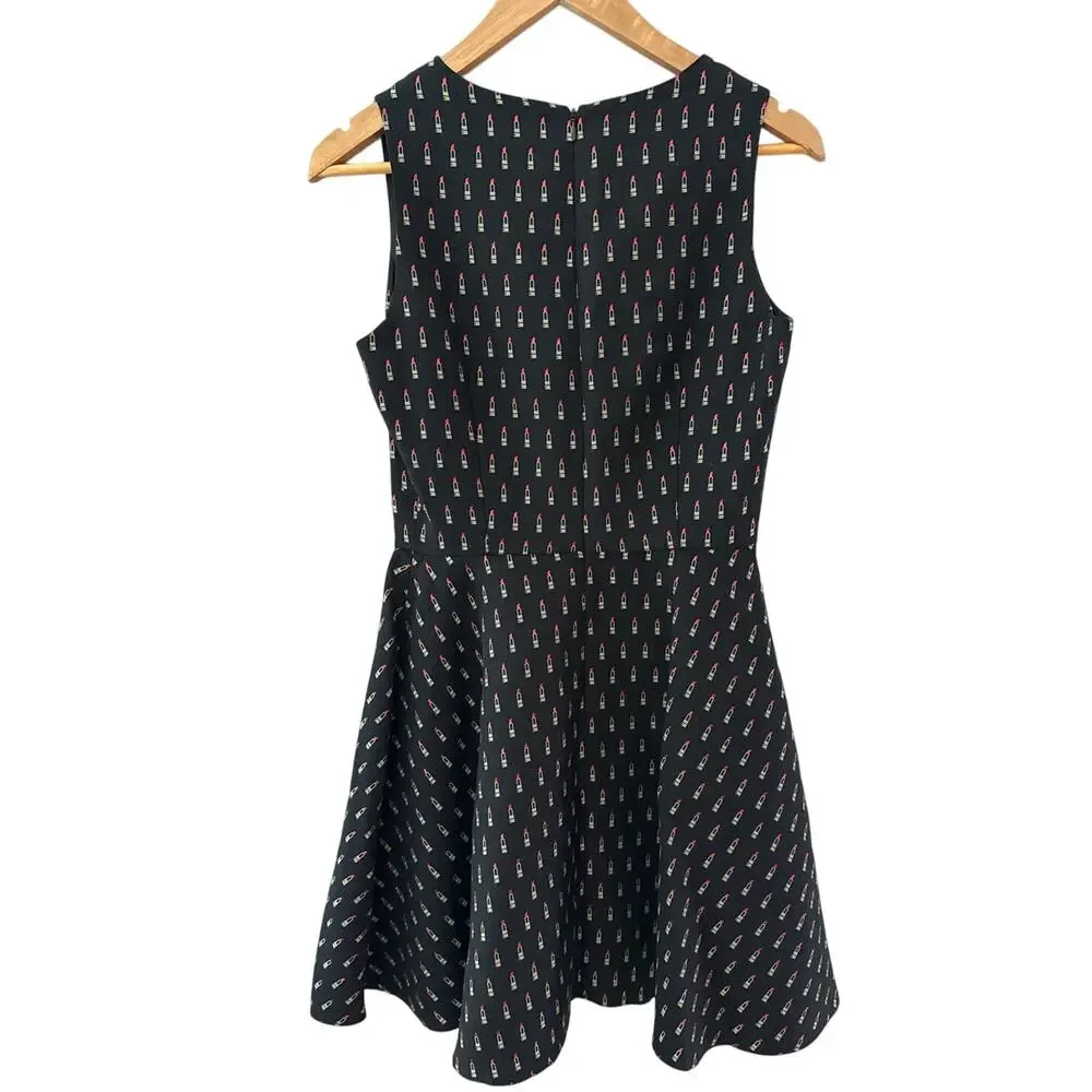 Shoshanna Elvira Metallic Lipstick Fit and Flare Dress Black Size 4‎